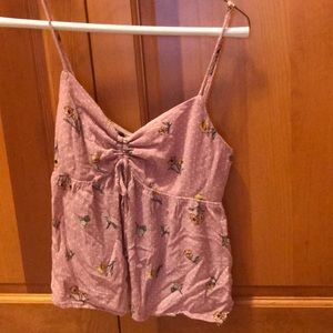 Pink Tank Top Crop Top with Sunflowers